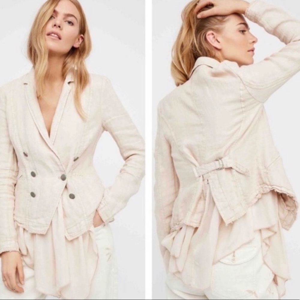 Free People | Linen Layered Ruffle Jacket blush